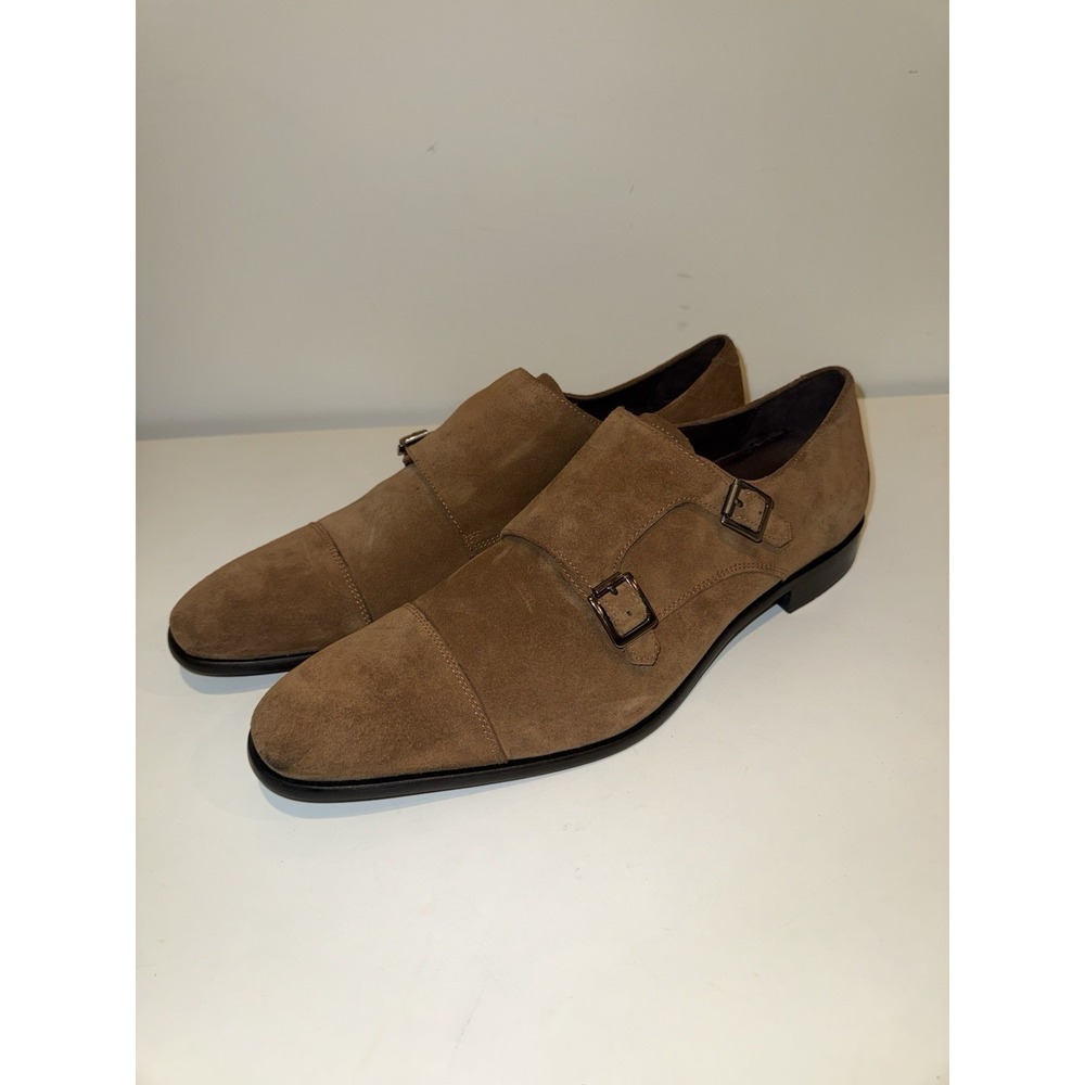 Calibrate Mens Nutmeg Suede Double Buckle Monk Strap Dress Shoes 14M MSCUSANO